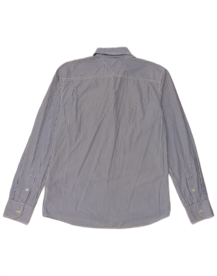 TOMMY HILFIGER Mens Slim Fit Shirt Medium Blue Striped Cotton