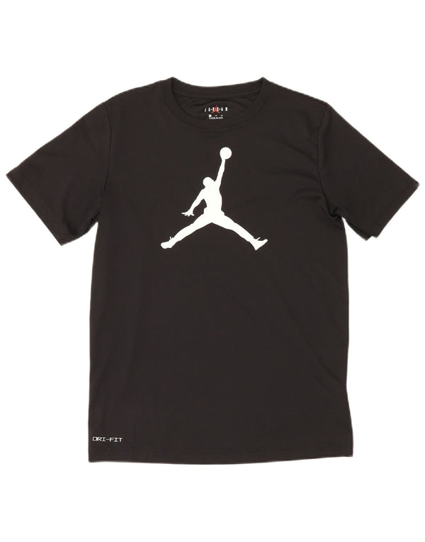 Jordan Boys Dri Fit Graphic T-Shirt Top 13-14 Years XL Black Polyester