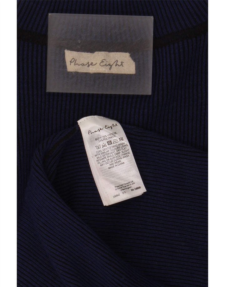 Phase Eight Womens Long Sleeve Shift Dress UK 12 Medium Navy Blue Viscose
