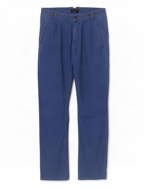 Zara Mens Straight Chino Trousers EU 40 Medium W31 L30 Blue Cotton
