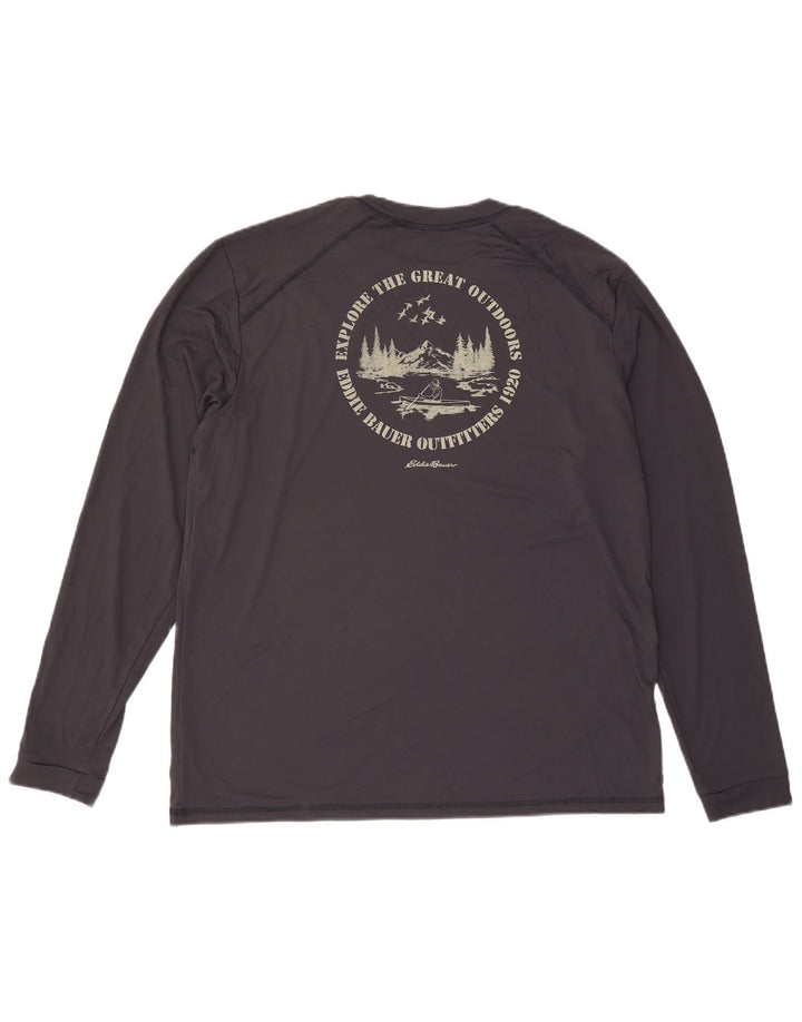 EDDIE BAUER Mens Graphic Top Long Sleeve XL Grey Polyester