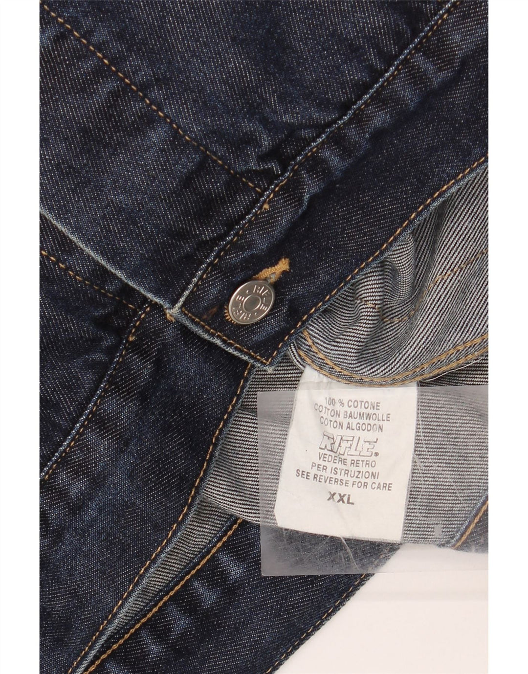 RIFLE Mens Denim Jacket UK 44 2XL Blue Cotton