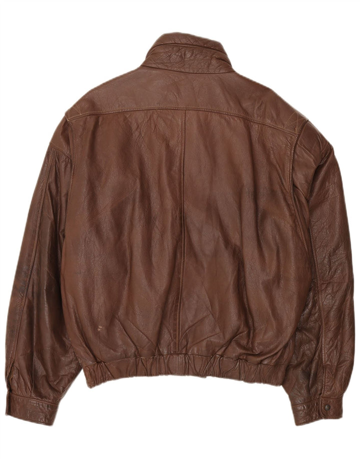 Vintage Mens Leather Jacket UK 44 2XL Brown Leather