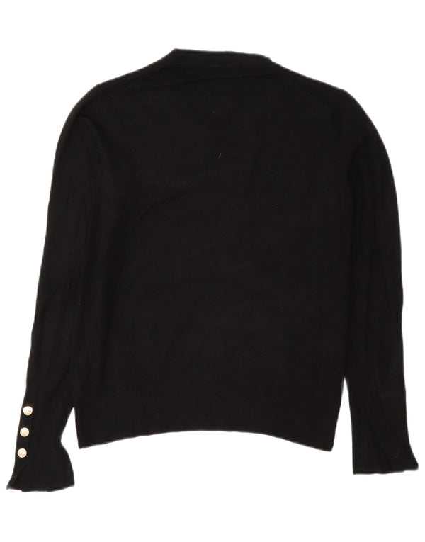 Zara Womens Oversized Boat Neck Jumper Sweater UK 10 Small Black Viscose