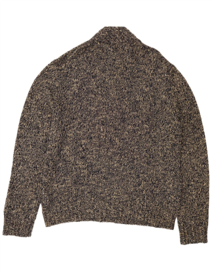 POLO RALPH LAUREN Mens Button Neck Jumper Sweater 2XL Grey Flecked Cotton