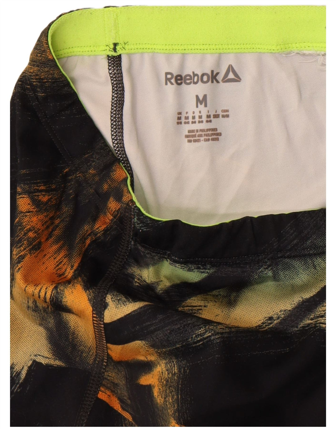 Reebok Womens Abstract Pattern Leggings UK 12/14 Medium Black