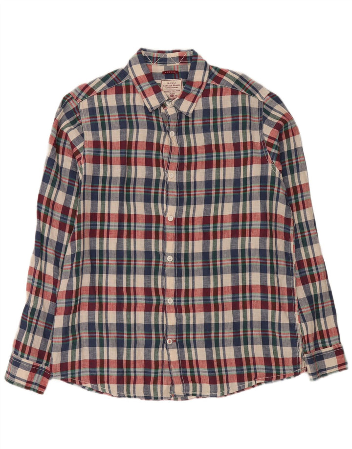 Fat Face Mens Shirt Medium Multicoloured Check Linen