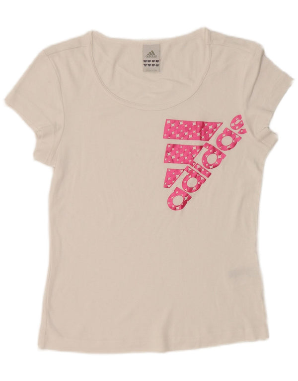 Adidas Womens Graphic T-Shirt Top UK 14 Medium White Cotton