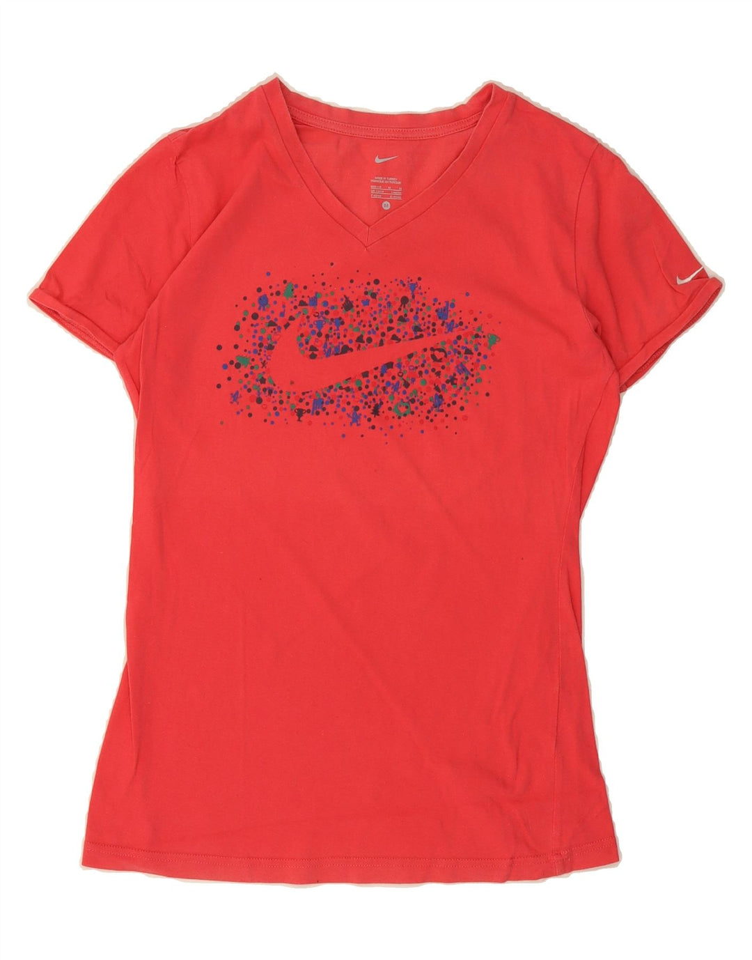 NIKE Womens Graphic T-Shirt Top UK 12/14 Medium Red Vintage Nike and Second-Hand Nike from Messina Hembry 