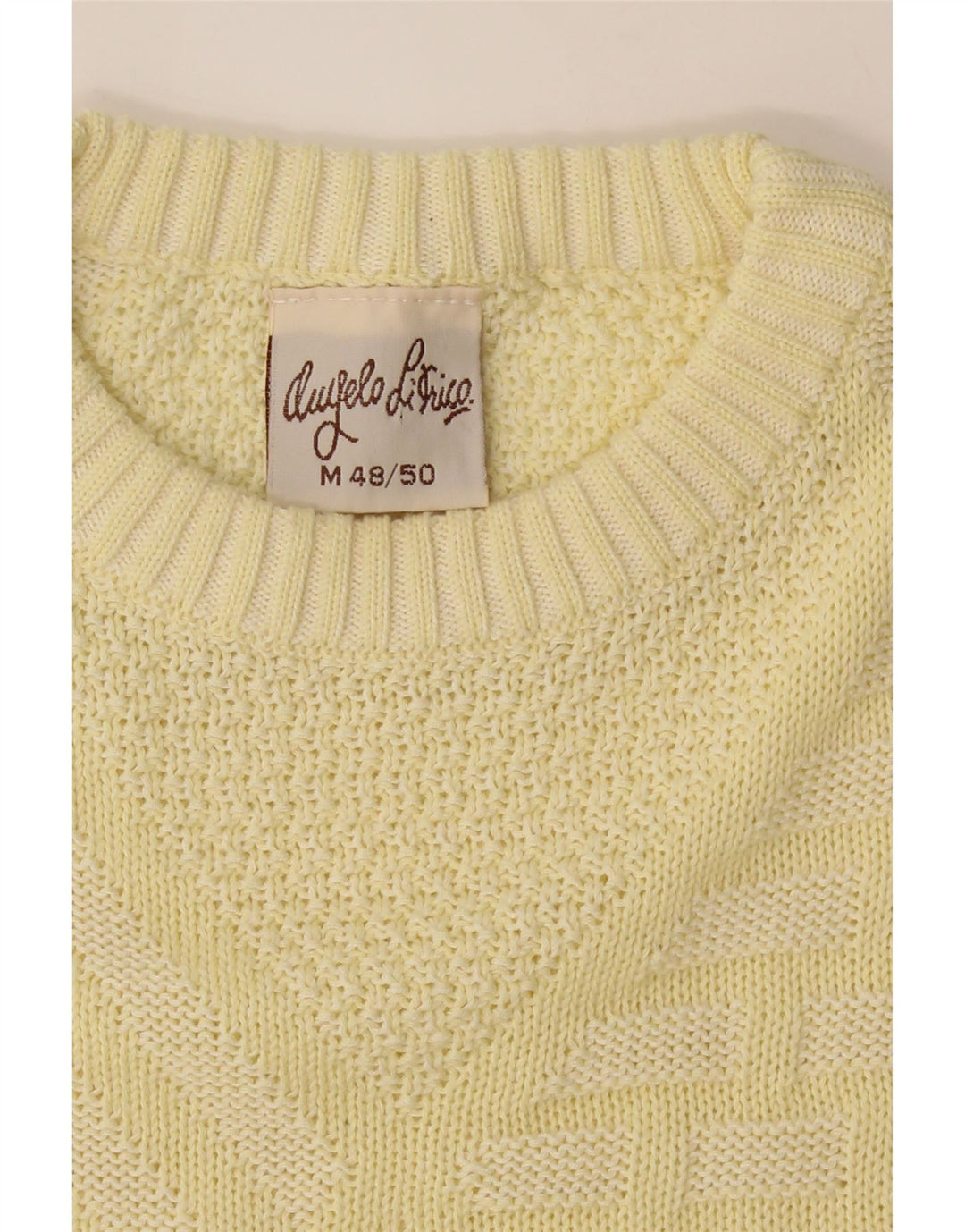 ANGELO LITRICO Mens Crew Neck Jumper Sweater IT 48/50 Medium Yellow Vintage Angelo Litrico and Second-Hand Angelo Litrico from Messina Hembry 