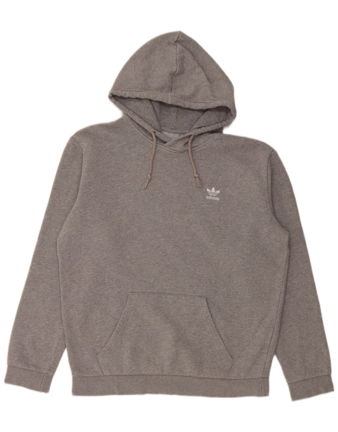 ADIDAS Mens Hoodie Jumper Medium Grey Flecked Cotton