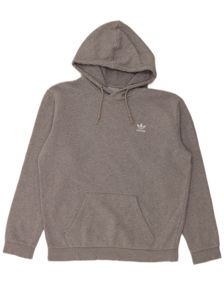 ADIDAS Mens Hoodie Jumper Medium Grey Flecked Cotton