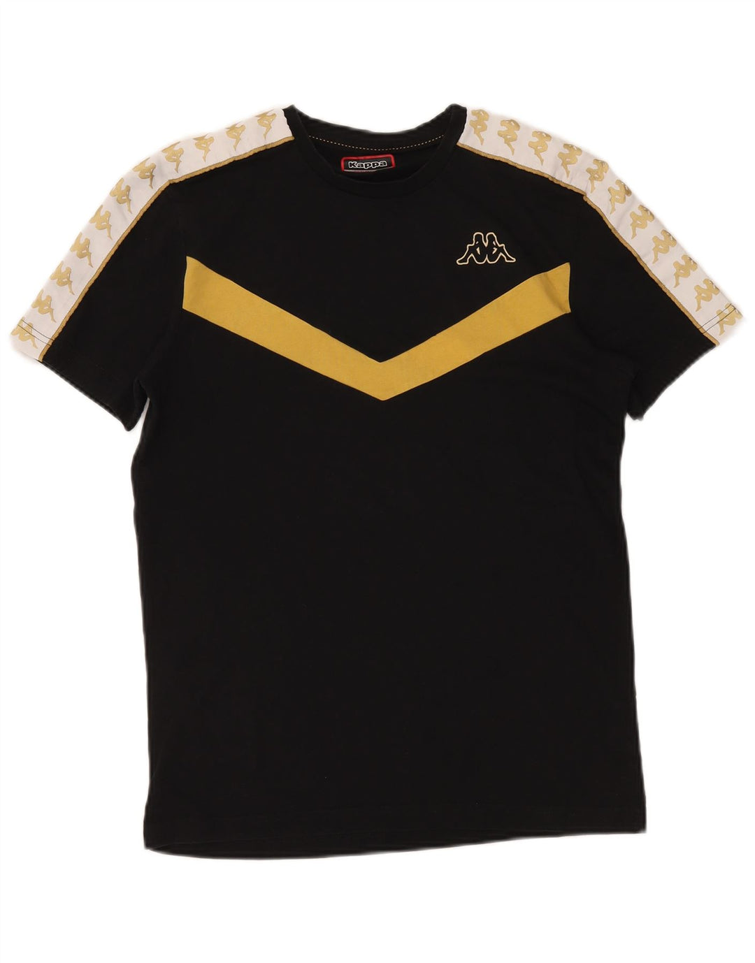 KAPPA Mens Graphic T-Shirt Top Medium Black Colourblock Cotton