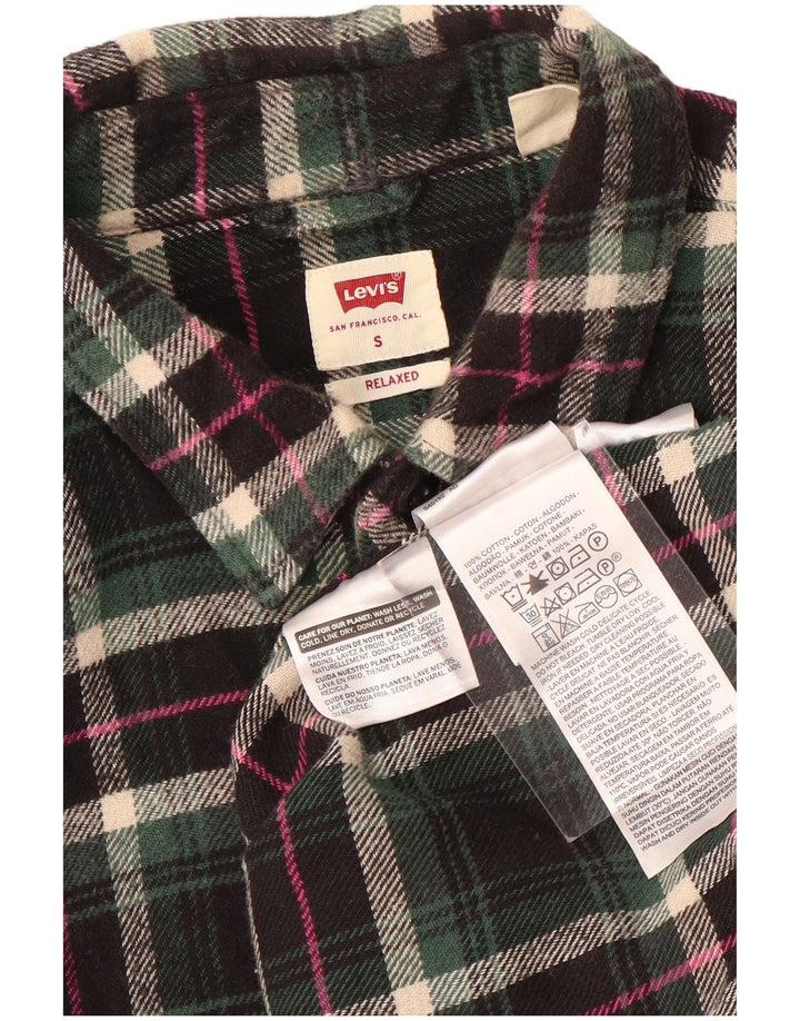 Levi's Mens Relaxed Flannel Shirt Small Green Check Cotton