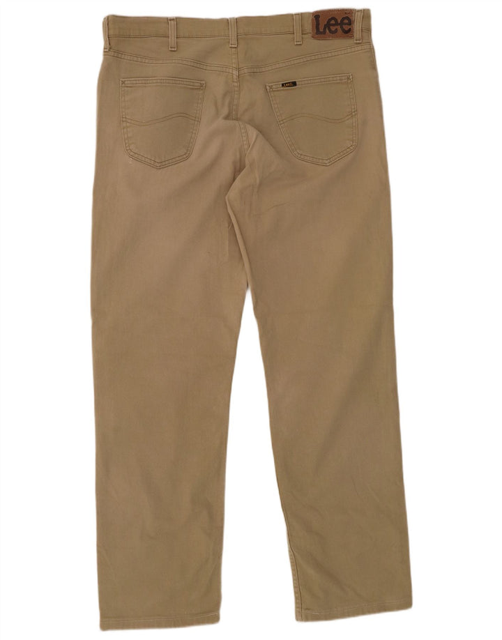 LEE Mens Brooklyn Straight Casual Trousers W38 L31 Khaki Cotton