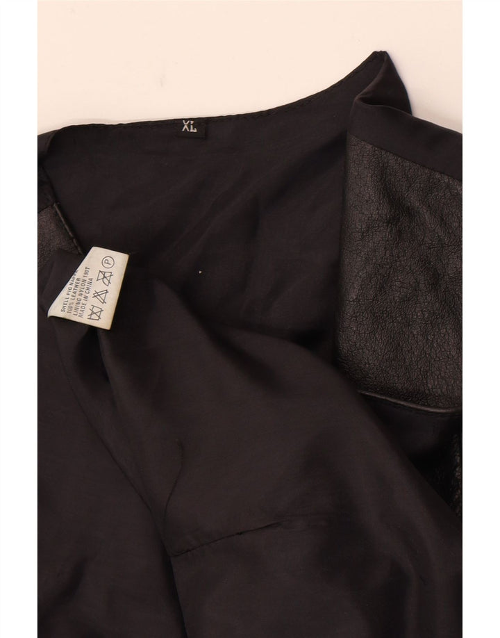 Vintage Mens Leather Waistcoat XL Black Leather