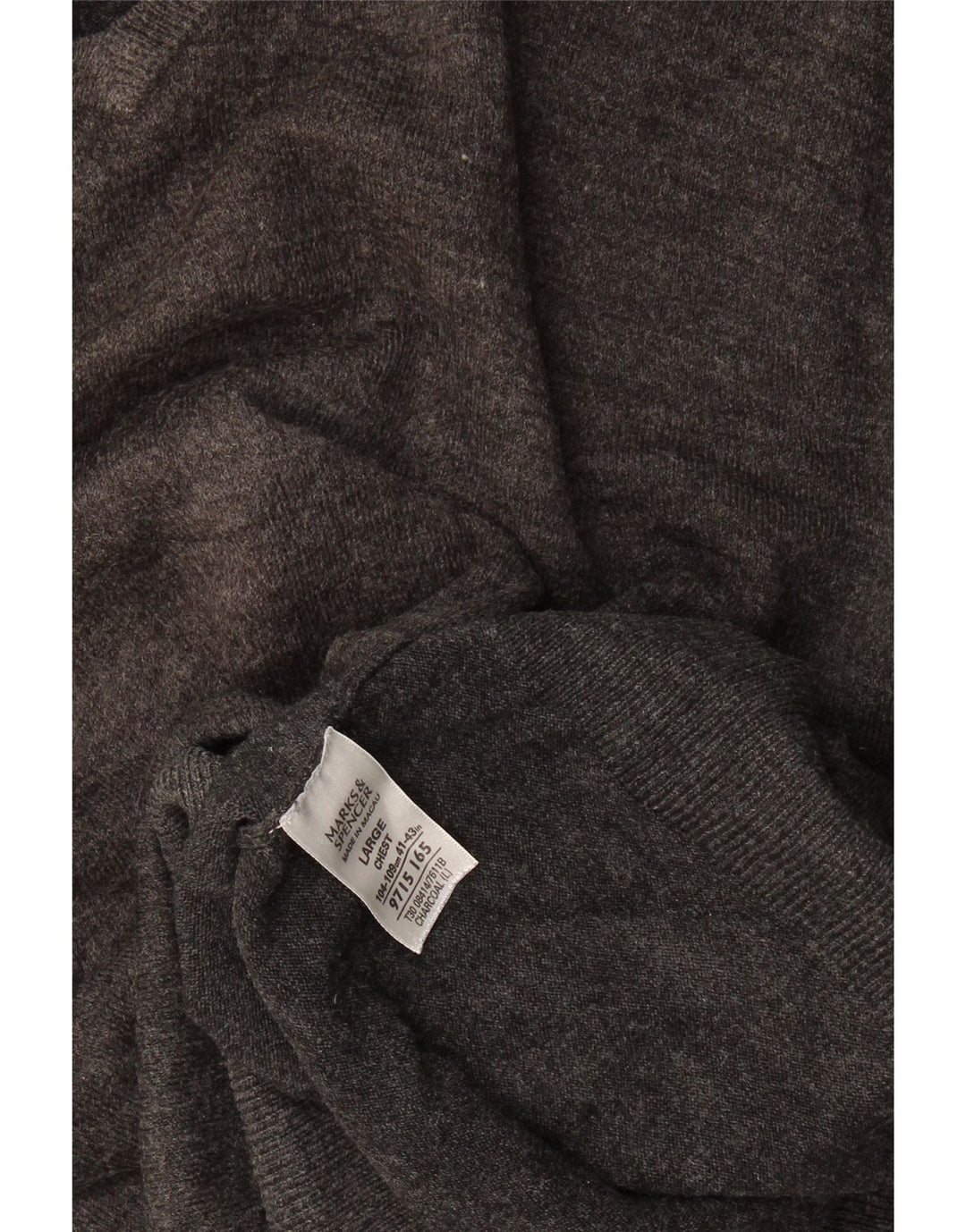 Marks & Spencer Mens V-Neck Jumper Sweater Large Grey Acrylic