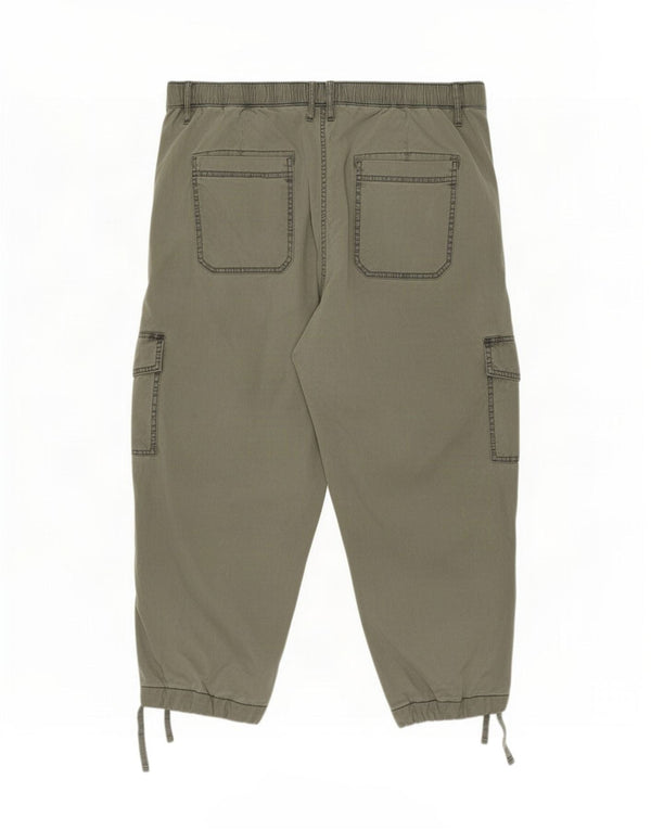 Marks & Spencer Womens Joggers Cargo Capri Trousers UK 20 2XL W40 L23 Green