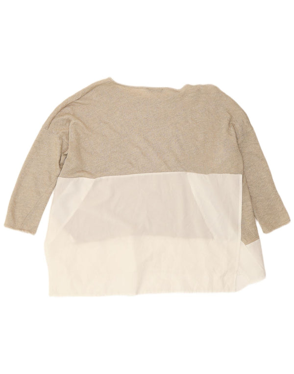 Zara Womens Oversized Blouse Top UK 10 Small Gold Colourblock