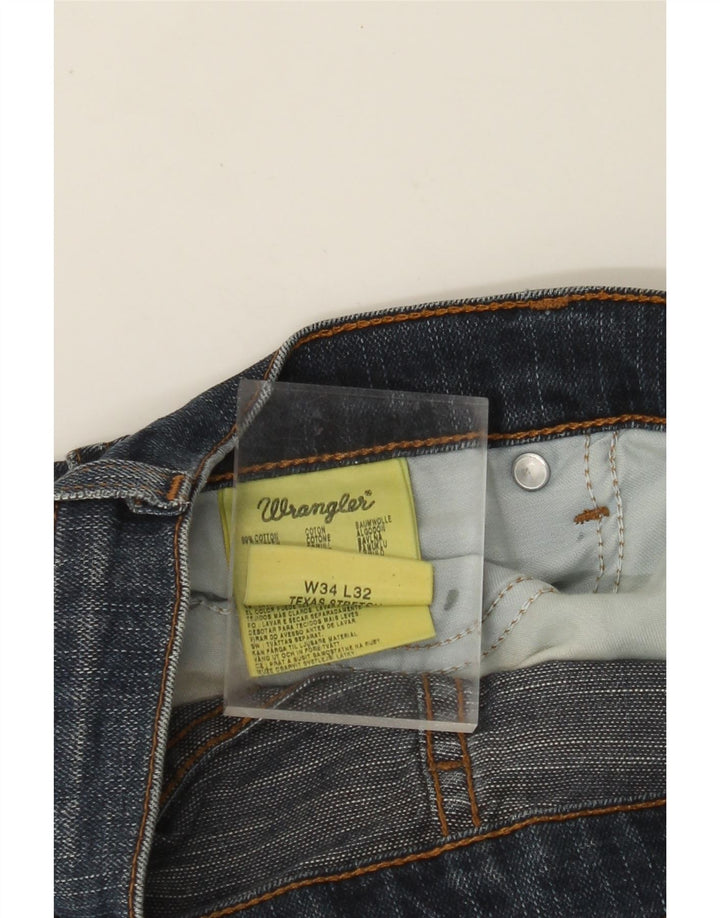 WRANGLER Mens Texas Stretch Straight Jeans W34 L32 Blue Cotton