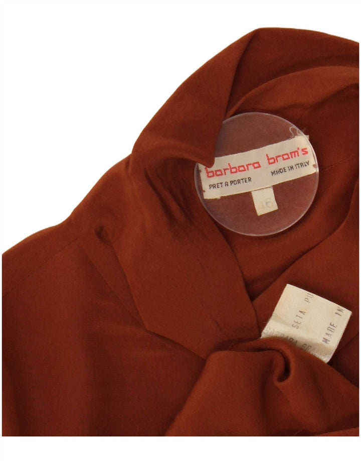 Vintage Womens Long Sleeve Blouse Top IT 46 Large Brown Silk