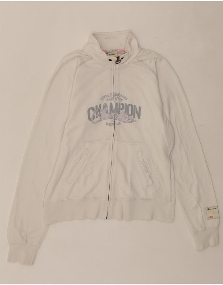 CHAMPION Womens Heritage Fit Tracksuit Top Jacket UK 14 Medium White Vintage Champion and Second-Hand Champion from Messina Hembry 
