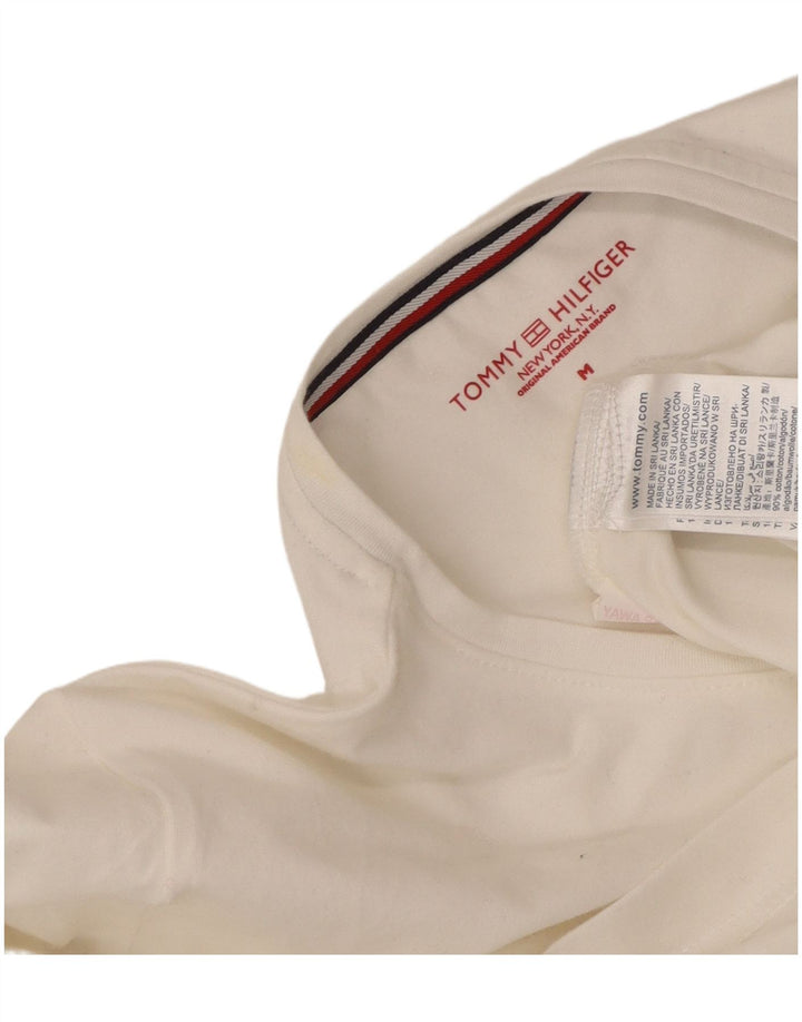 TOMMY HILFIGER Womens T-Shirt Top UK 14 Medium White Cotton