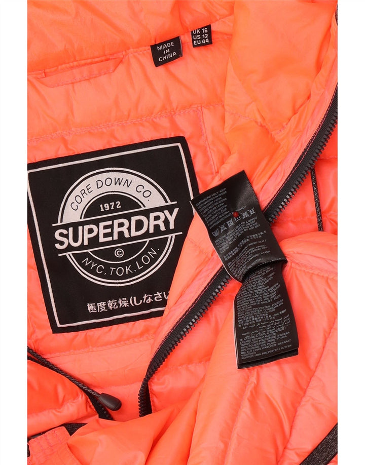 Superdry Womens Hooded Padded Jacket UK 16 Large Pink Polyester