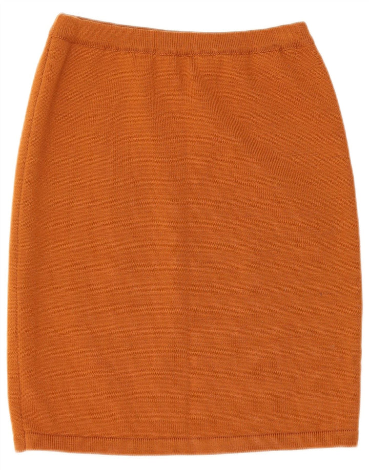 VINTAGE Womens Knit 2 Piece Skirt Set UK 14 Medium W28  Brown Geometric