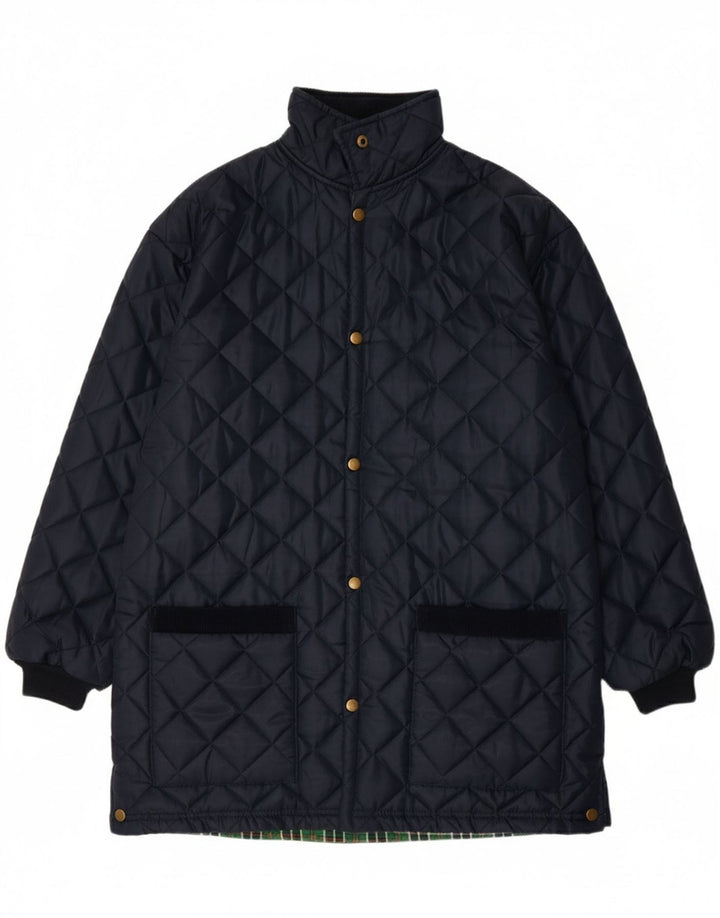 VINTAGE Mens Quilted Jacket UK 38 Medium Navy Blue Polyamide