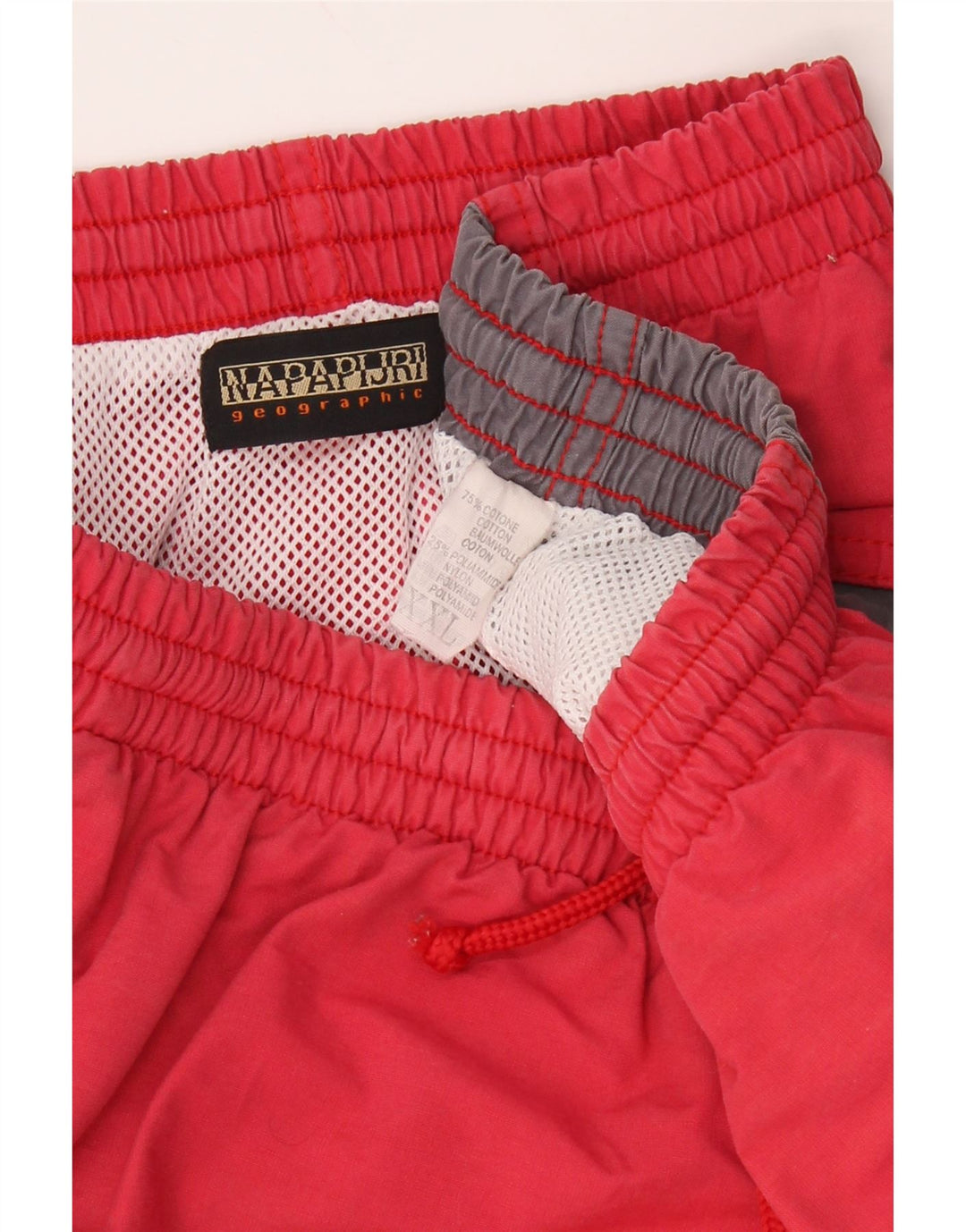 NAPAPIJRI Mens Graphic Sport Shorts 2XL Red Colourblock Cotton