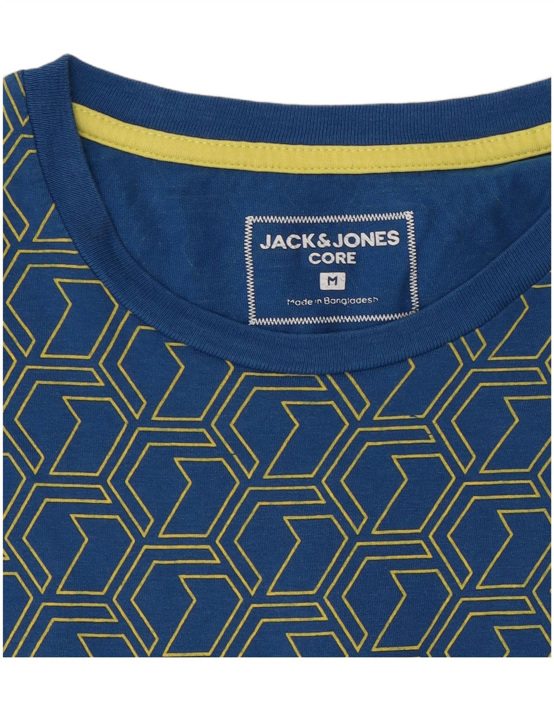 Jack & Jones Mens Graphic T-Shirt Top Medium Blue Geometric