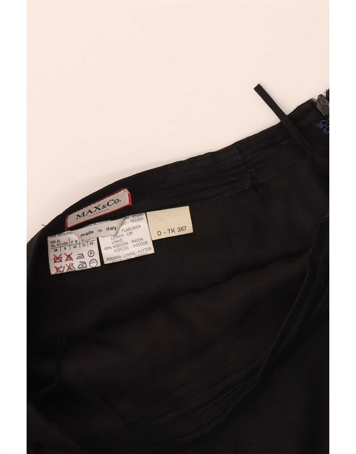 Max & Co. Womens Mini Skirt UK 10 Small W28 Black Linen