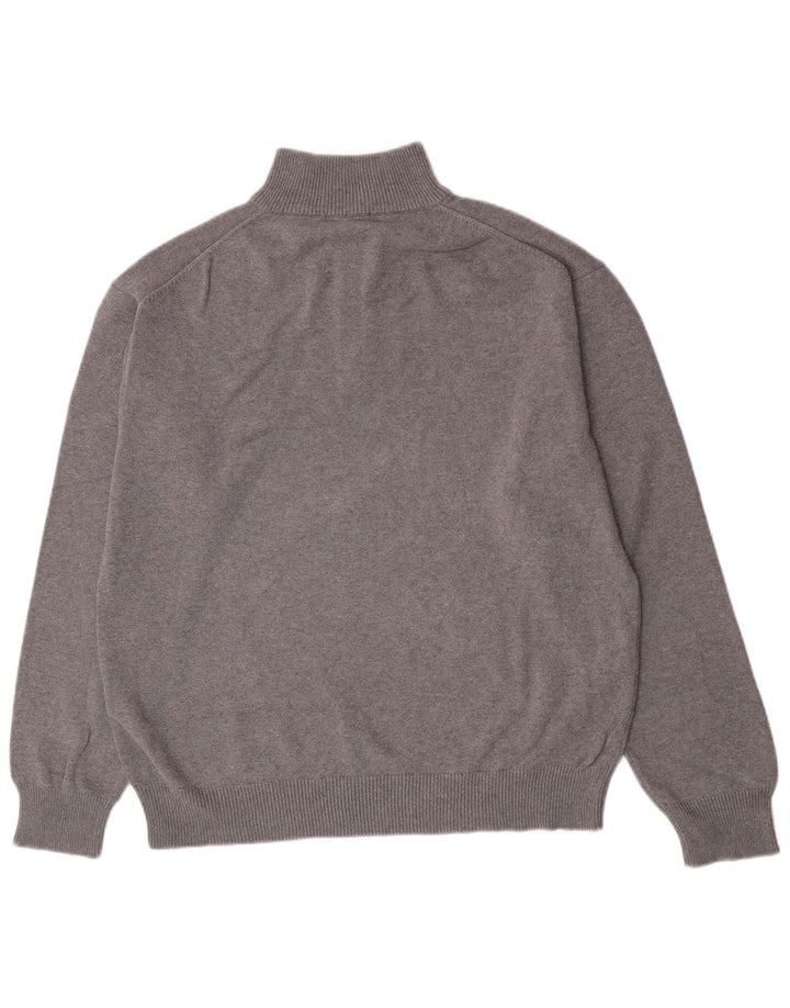 Gant Mens Zip Neck Jumper Sweater 2XL Grey Cotton