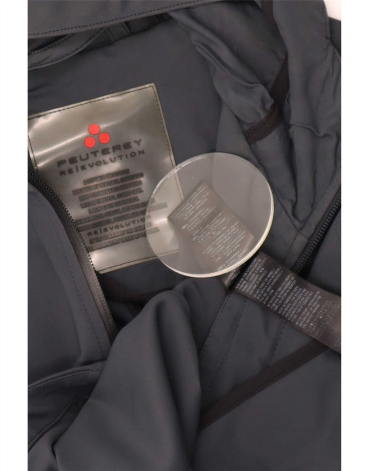 PEUTEREY Womens Hooded Oversized Rain Jacket UK 10 Small Grey Polyamide