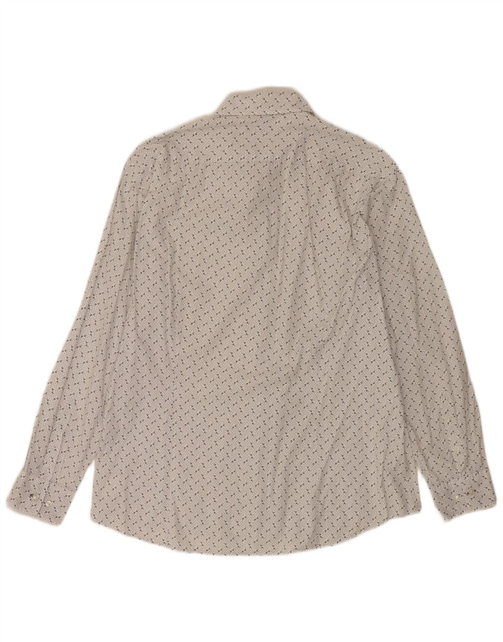 Michael Kors Mens Abstract Pattern Shirt Large White Cotton