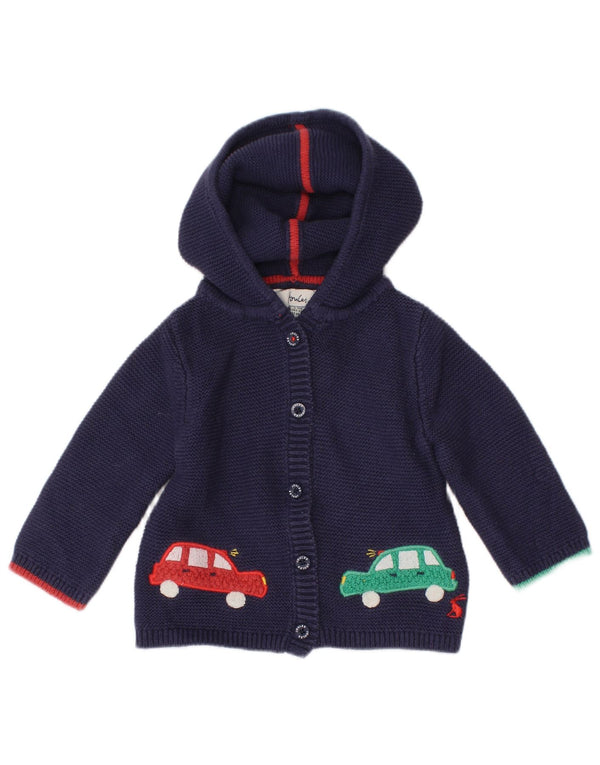 JOULES Baby Girls Graphic Hooded Cardigan Sweater 3-6 Months Navy Blue