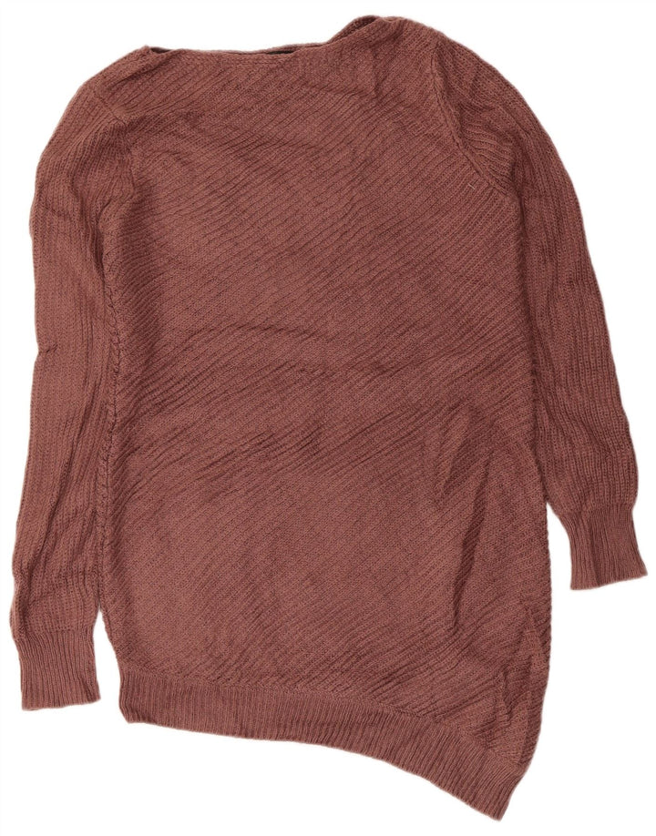 MOSSIMO Womens Asymmetric Boat Neck Jumper Sweater UK 12 Medium Brown