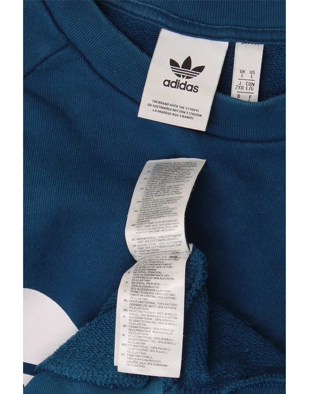 ADIDAS Mens Graphic Sweatshirt Jumper Large Blue Cotton