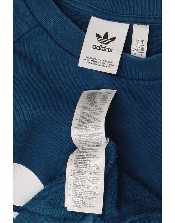 ADIDAS Mens Graphic Sweatshirt Jumper Large Blue Cotton