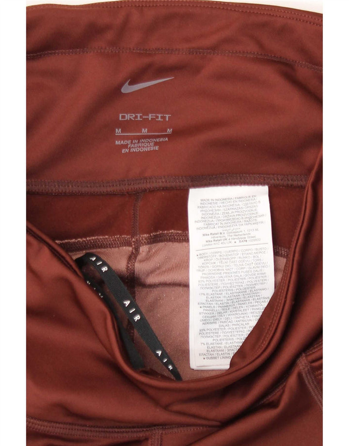 Nike Womens Dri Fit Leggings UK 12 Medium Brown Colourblock Polyester