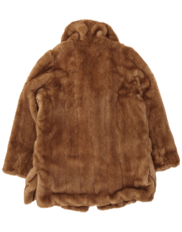 ASHWELL Womens Oversized Faux Fur Coat IT 46 Large Brown Acrylic