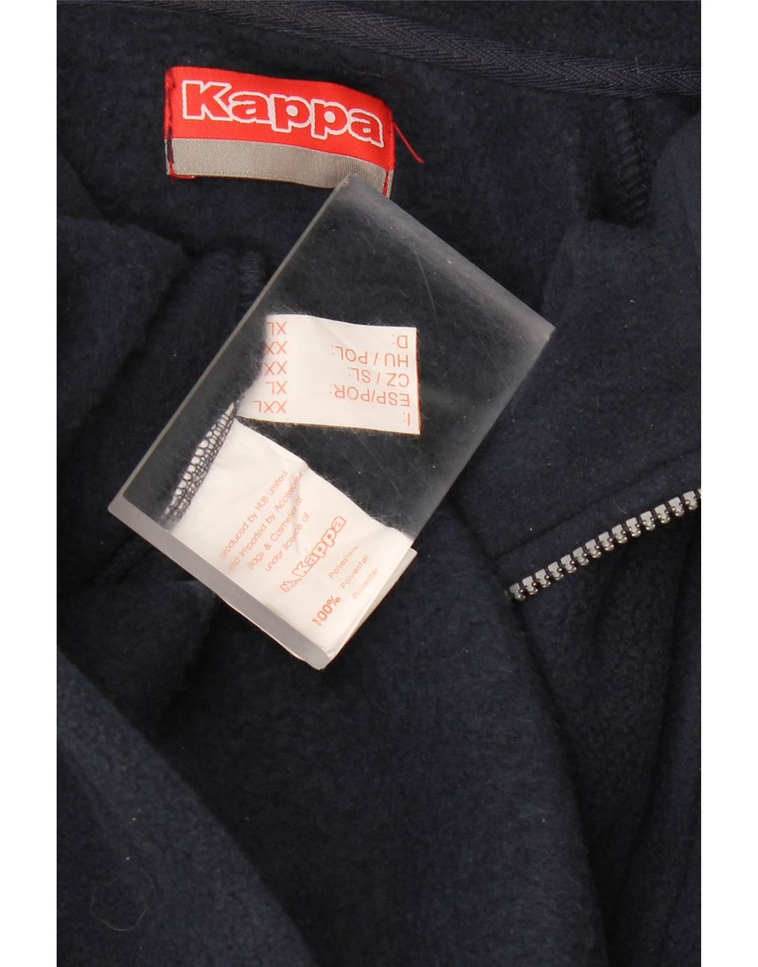 KAPPA Mens Zip Neck Fleece Jumper 2XL Navy Blue Polyester Vintage Kappa and Second-Hand Kappa from Messina Hembry 