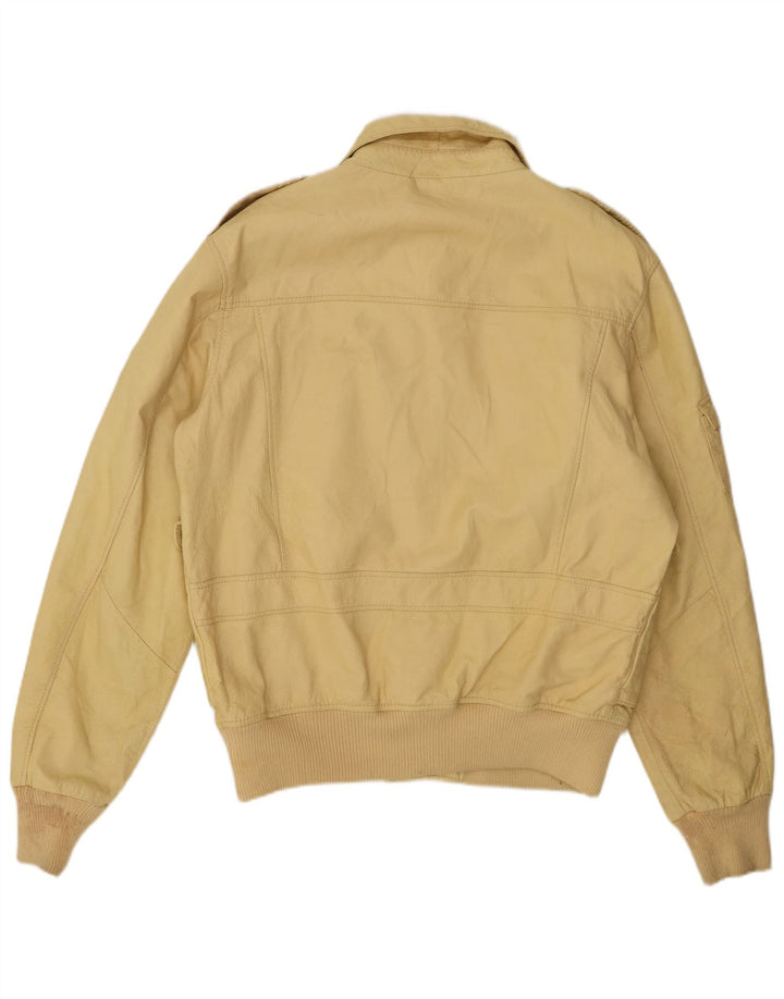 Vintage Mens Leather Jacket IT 50 Large Yellow Leather