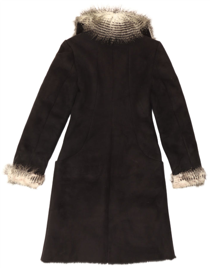 Vintage Womens Sherpa Overcoat IT 40 Small Black