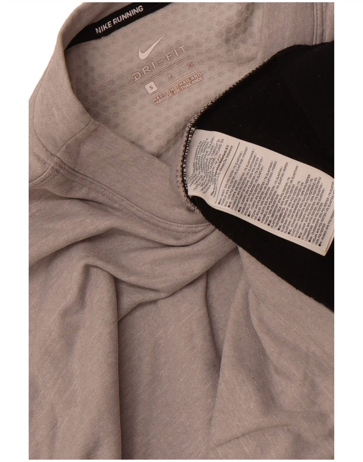 Nike Womens Dri Fit Top Long Sleeve UK 10 Small Grey Colourblock Polyester