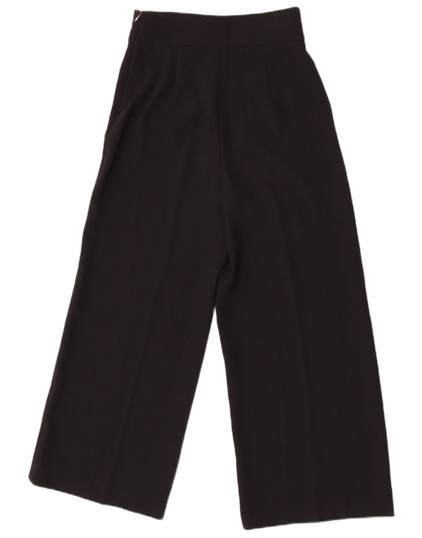 Zara Womens High Waist Wide Leg Casual Trousers XS W24 L25 Black Polyester