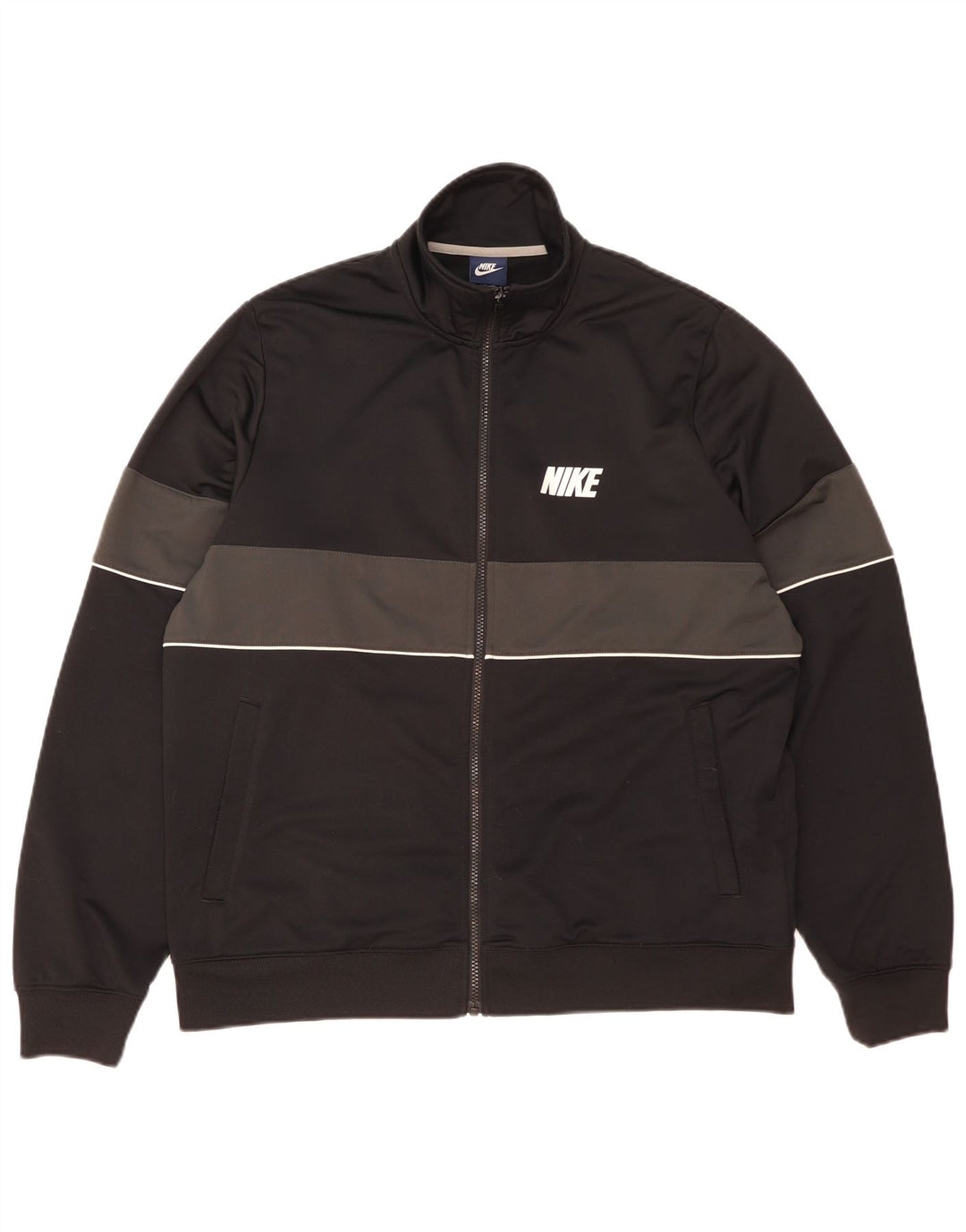 Nike Mens Tracksuit Top Jacket XL Black Colourblock Polyester