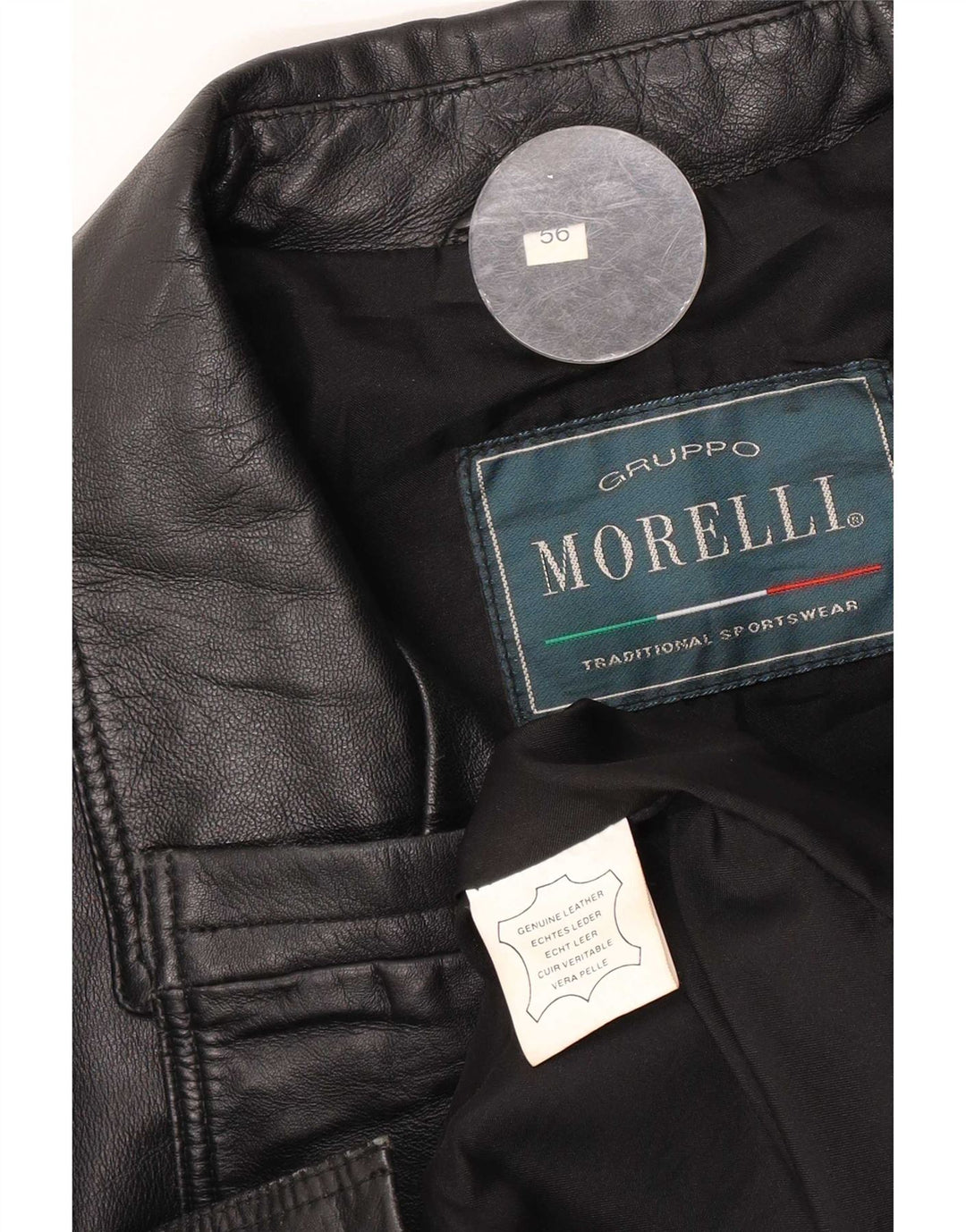 Morelli Mens Leather Coat IT 56 3XL Black