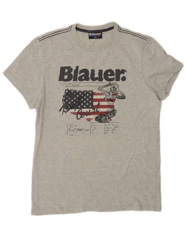 Blauer Mens Graphic T-Shirt Top Medium Grey Cotton